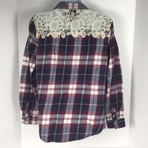 Justify Button Up Flannel Lace Back Girl’s Large